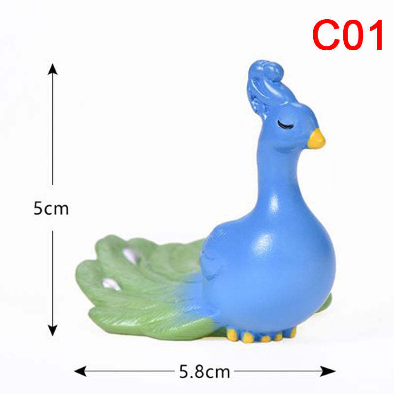 Mini Animals Craft Garden Micro Landscape Decor DIY Peacock Ornament Figurine-xinru