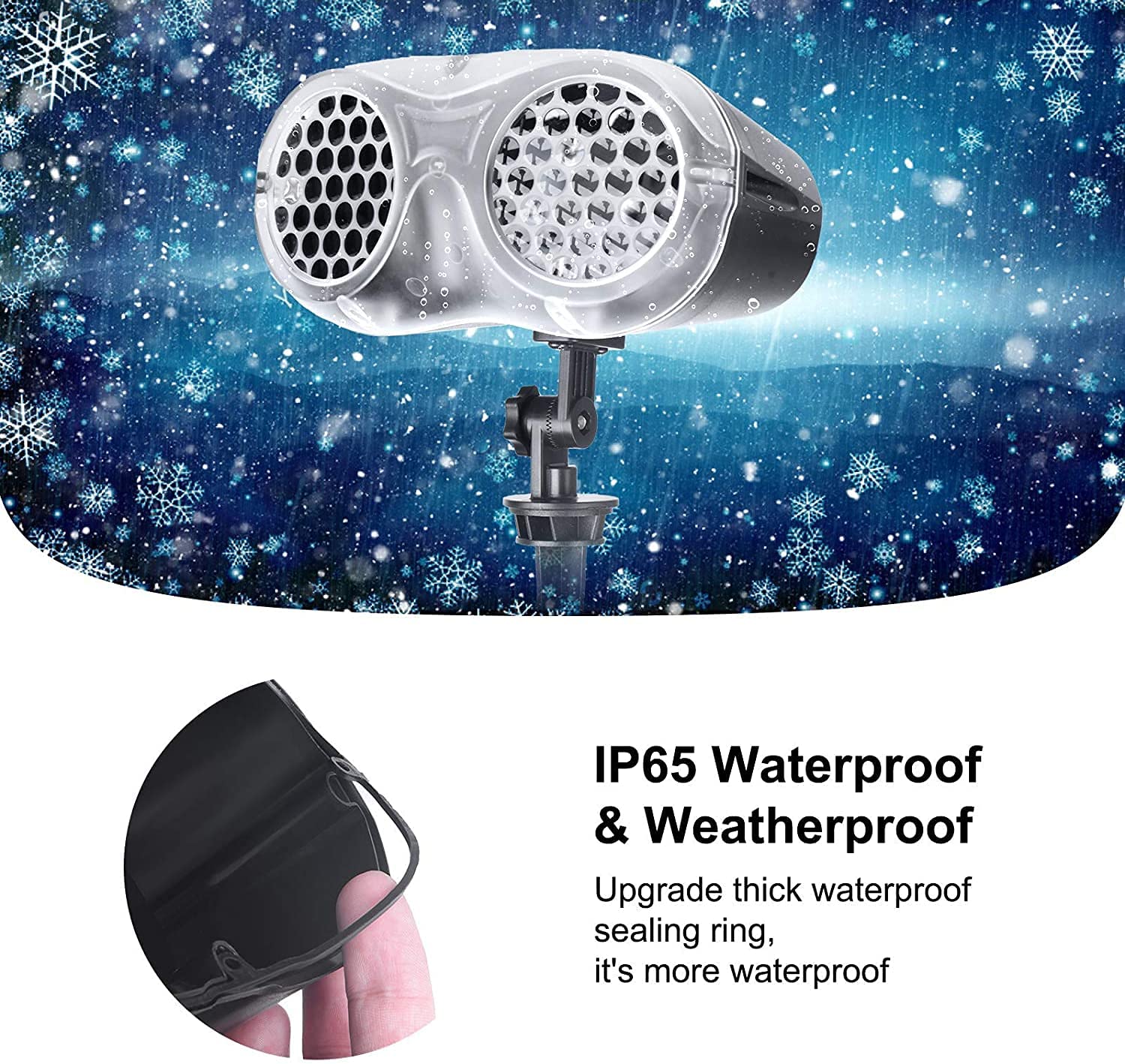 Christmas Snowflake Waterproof LED Dual Lens Snow Projection Light-xinru