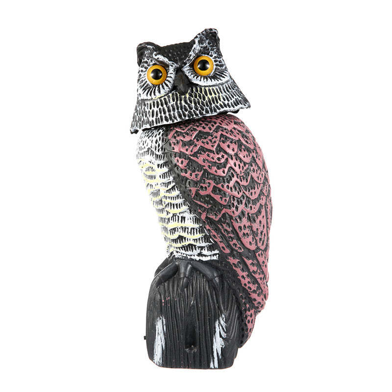 Realistic Owl Decoy Bird Scarer Rotating Head w/ Sound Prowler Repellent Pest-xinru