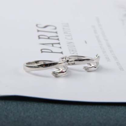 Women Sterling Silver Adjustable Love Hug Ring-xinru