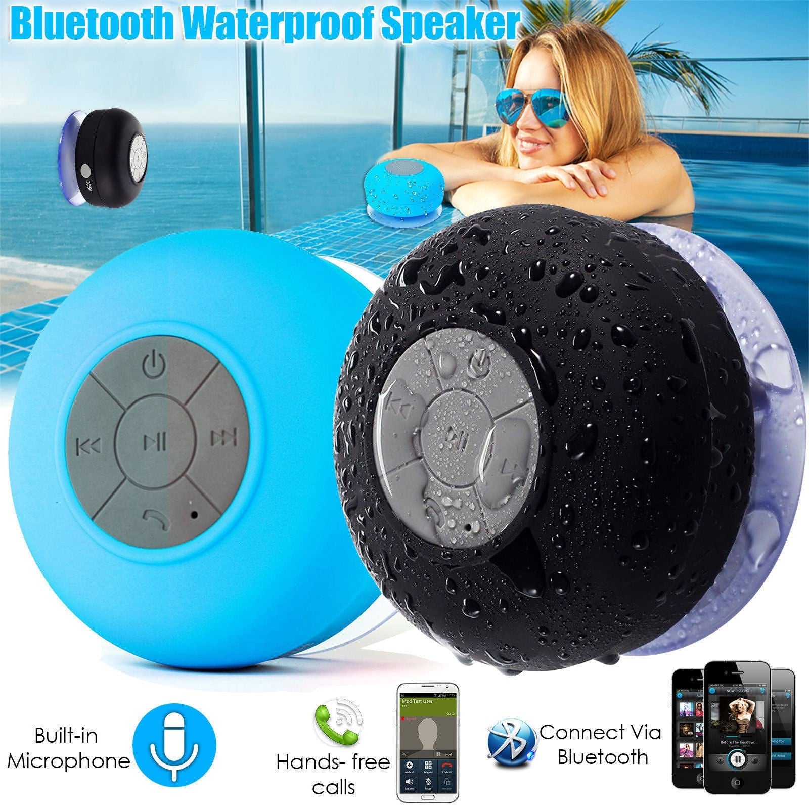 Mini Wireless Waterproof Bluetooth Shower Speaker-xinru