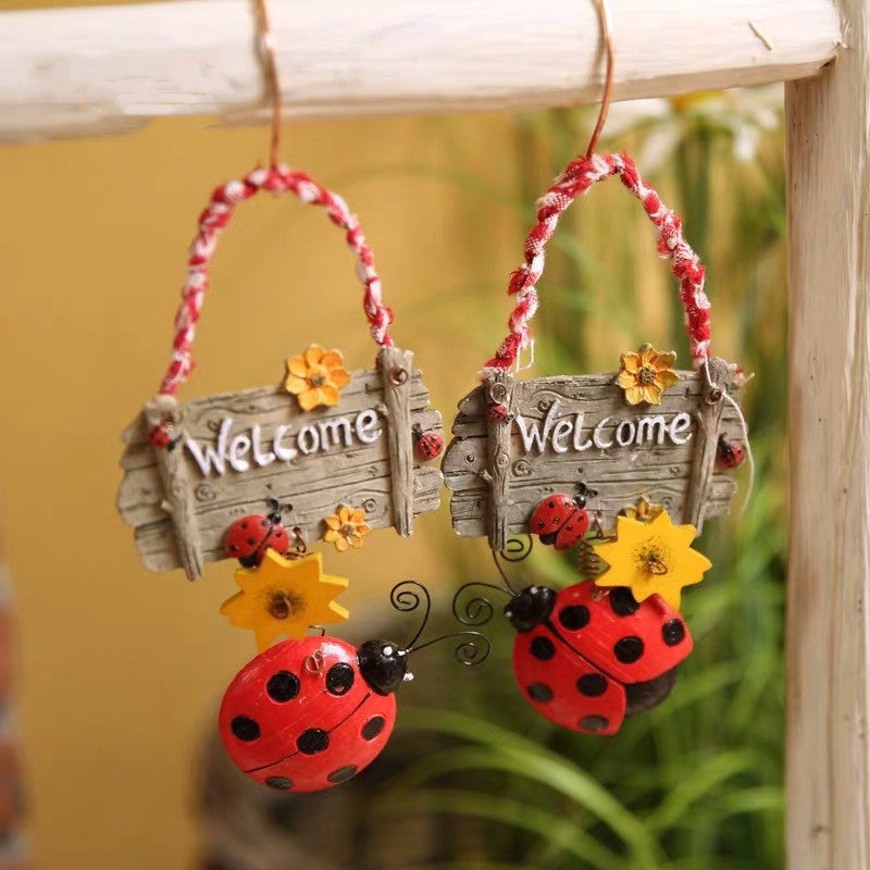 Ladybug Sunflower Welcome Door Hanger Set-xinru