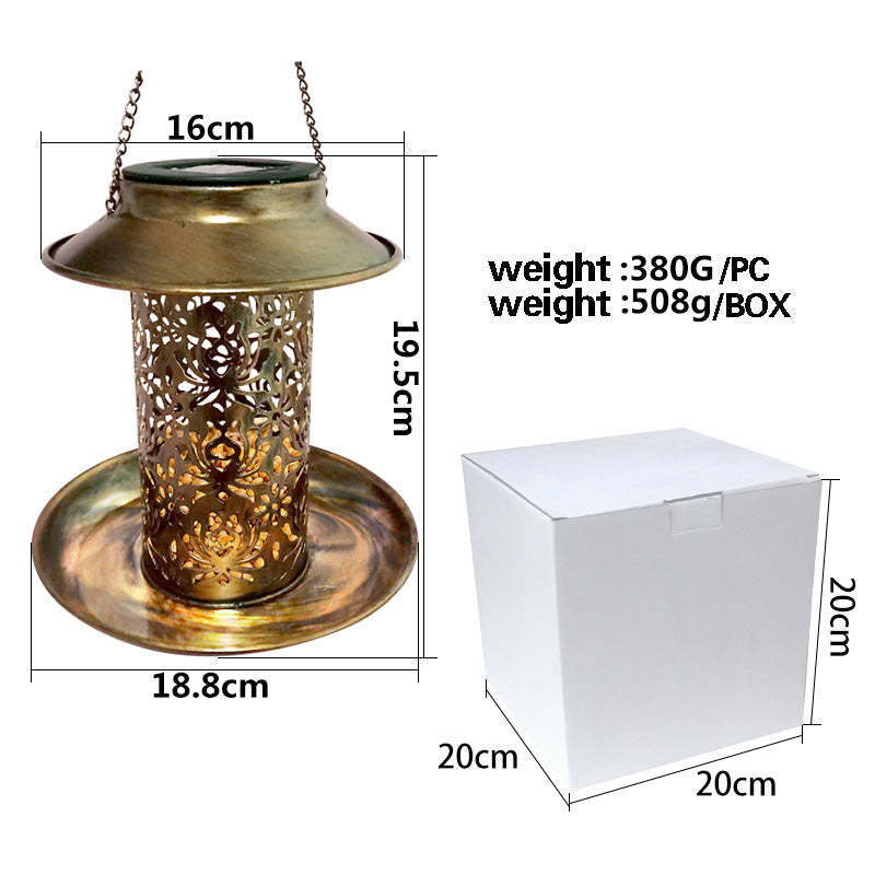 Solar Bird Feeder Light Hollow Copper Hanging Bird House with Light-xinru shop