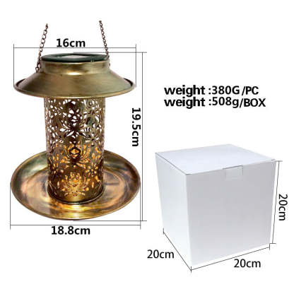Solar Bird Feeder Light Hollow Copper Hanging Bird House with Light-xinru shop
