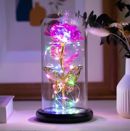 Mother's Day Gift light Up Galaxy Rose In Glass Dome-xinru