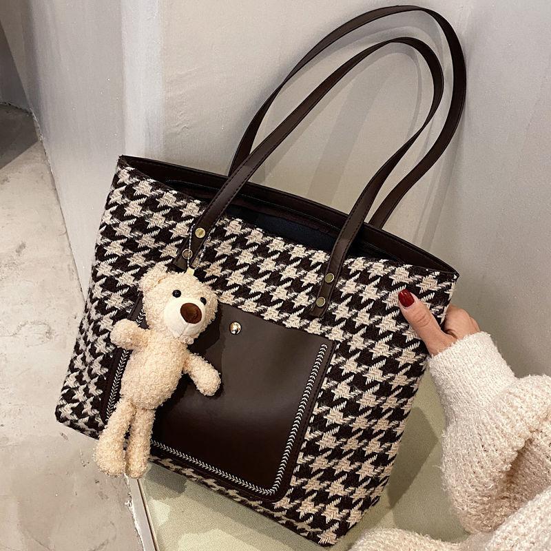 大容量キャンバスバッグベアトートバッグ-xinru shop