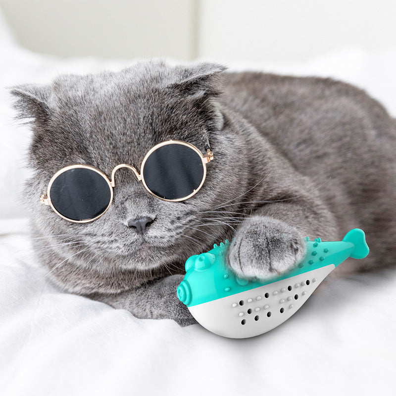 Puffer Fish Toothbrush With Sound Cats Toys-xinru