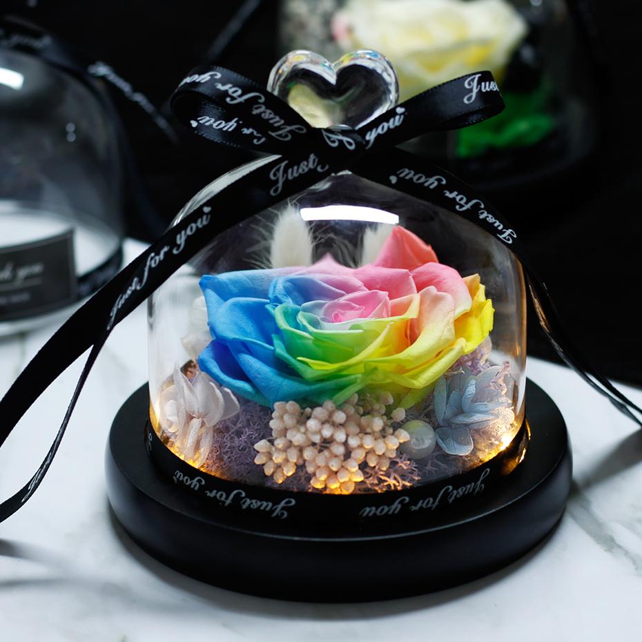 Mother's Day Gift Immortal Enchanted Rose Glass Heart Dome-xinru