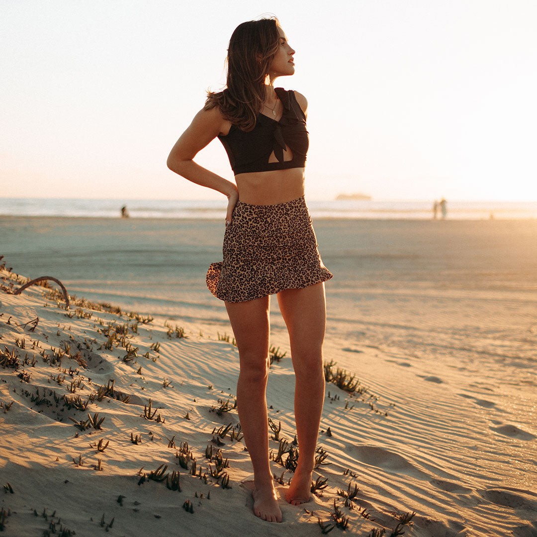 Women Leopard Two Piece Vintage Swimsuit V Neck-xinru shop