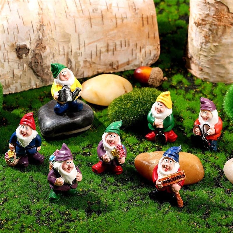 Garden Gnomes Statues Mini Gnomes Garden Set Fairy Ornament-xinru