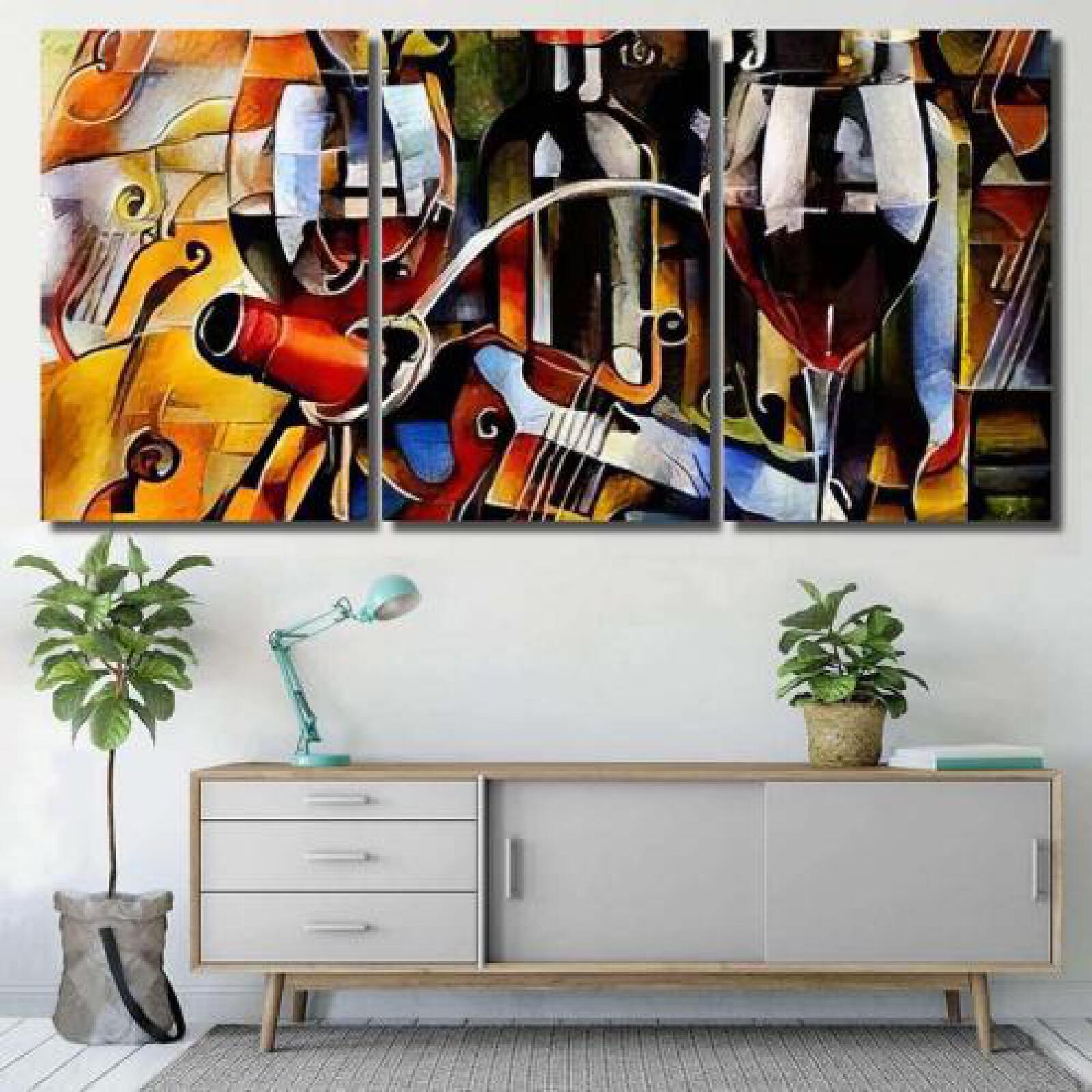 Wine Themes Style Cubism Bottles Glasses-xinru shop
