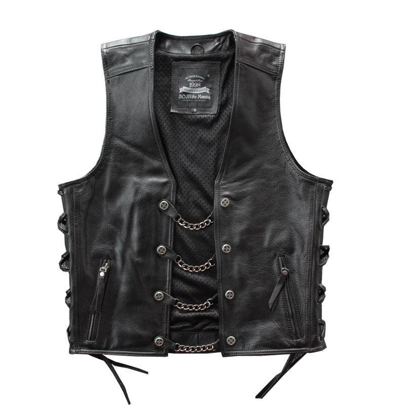 Motorcycle Chain Leather Vest-xinru shop