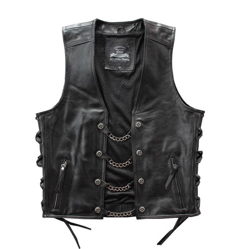 Motorcycle Chain Leather Vest-xinru shop