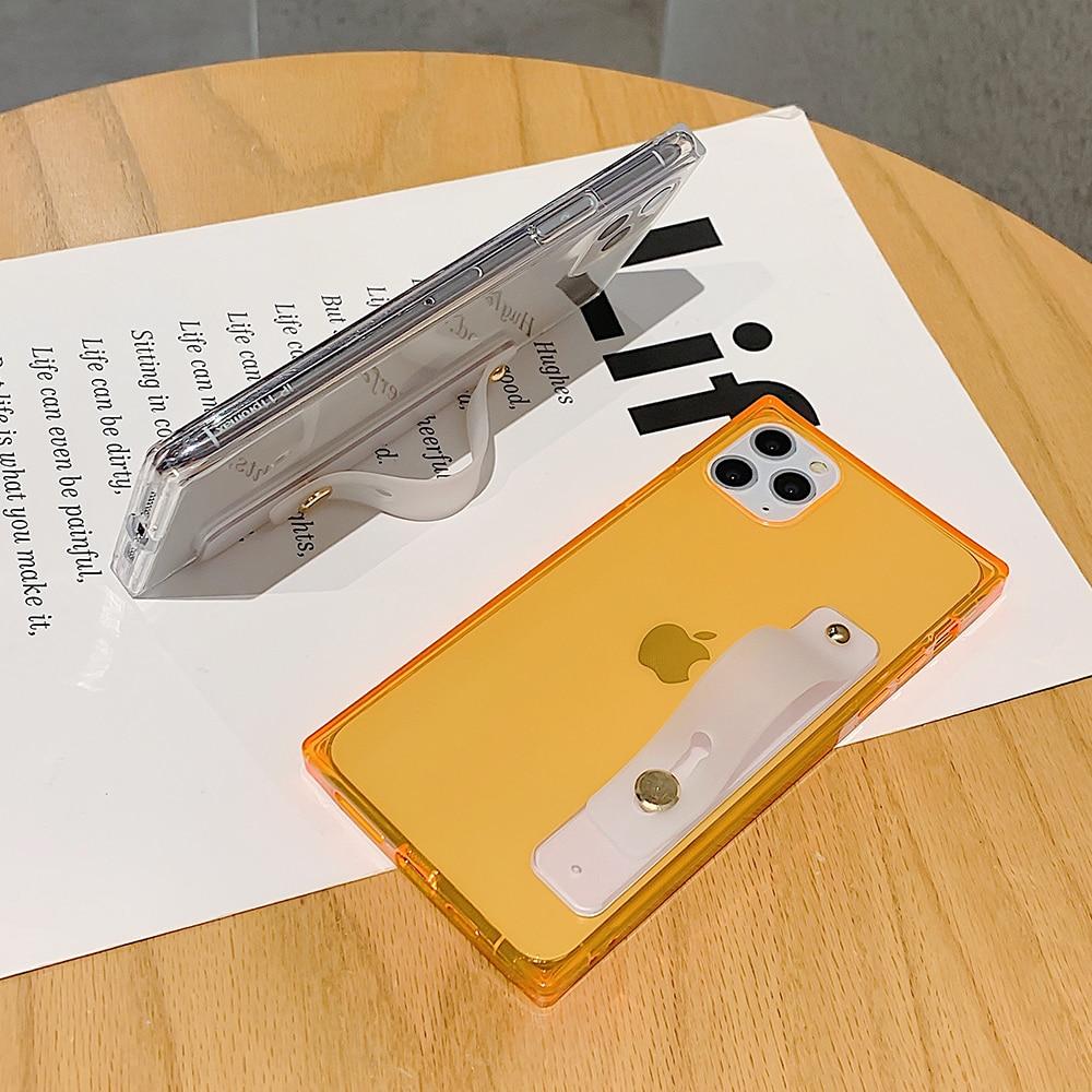 Clear Square Case + Wrist Strap-xinru