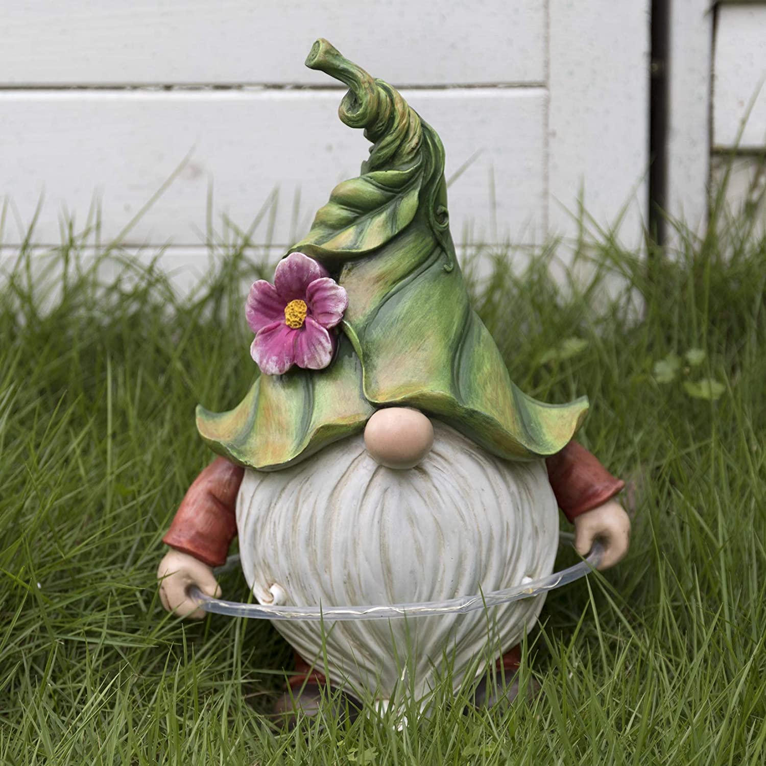 Solar Lamp Garden Gnome Playing Circle Resin Dwarf Statue Outdoor Decoration-xinru
