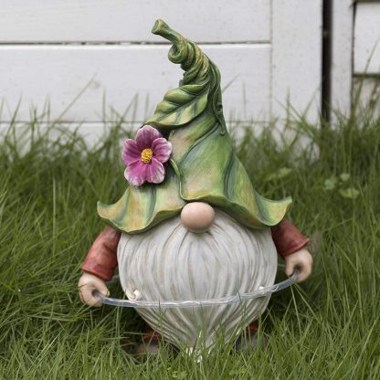 Solar Lamp Garden Gnome Playing Circle Resin Dwarf Statue Outdoor Decoration-xinru
