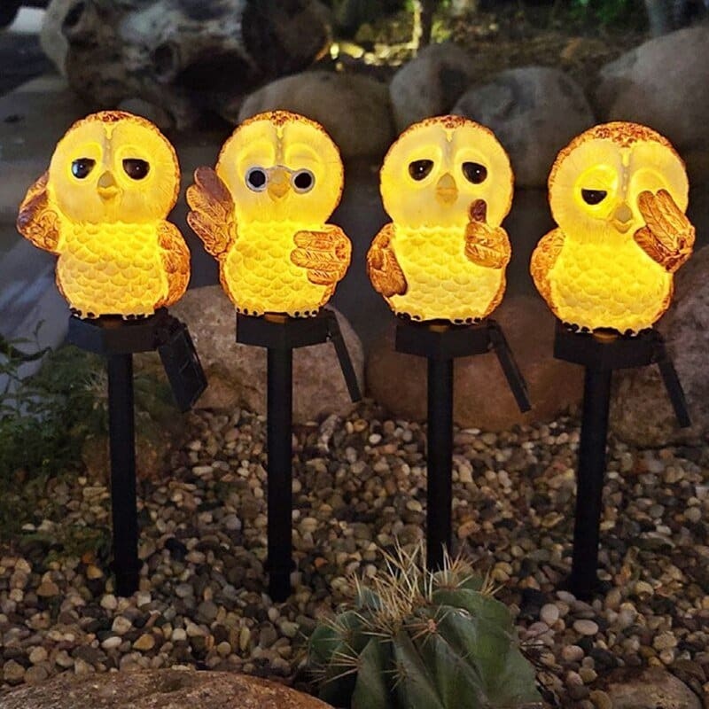 Outdoor Solar Owl Lights Stake Lights Garden Ornaments-xinru