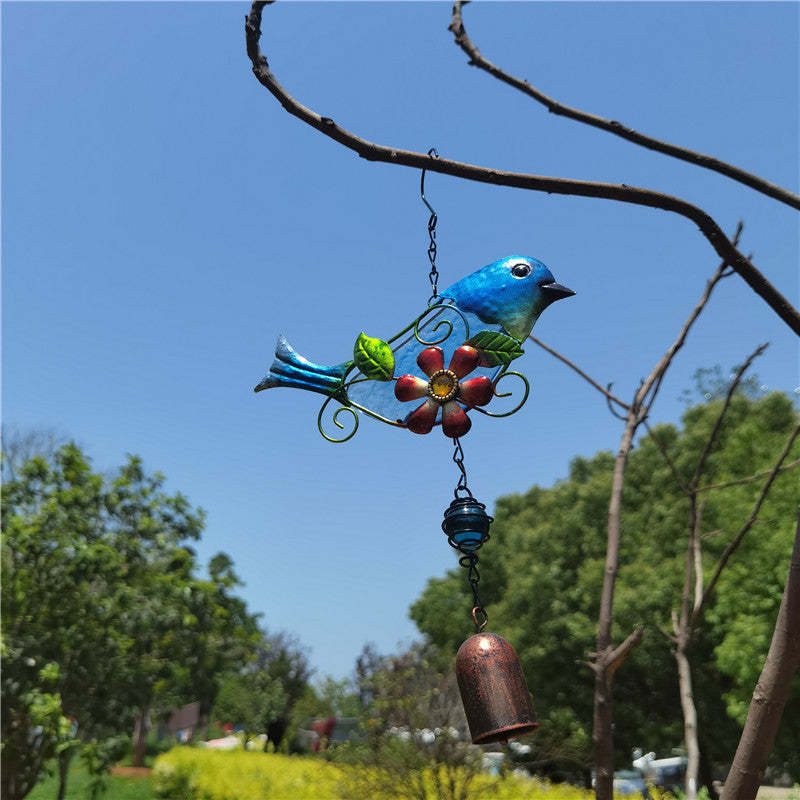Metal Glass Bird Bell Wind Chime Decor-xinru
