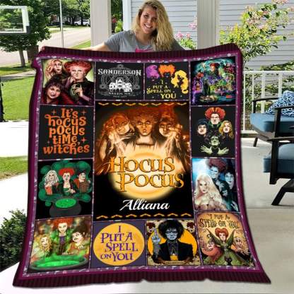Personalized - Three Witch Times, Halloween Gifts, Custom Name Fleece Sherpa Blanket-xinru shop