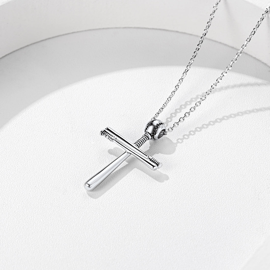 Sterling Silver Baseball Bat Cross Necklace Pendant-xinru