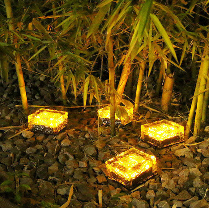 Solar LED Ice Brick Waterproof Glass Ground Light Garden Light-xinru