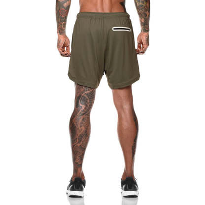 Men Drawstring Waist Sports Shorts With Phone Pocket-xinru