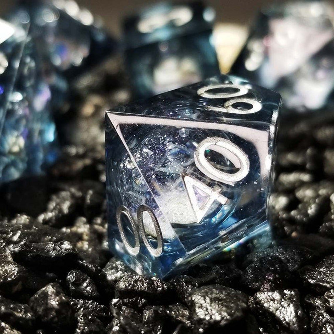 Winter Souls Liquid Core Sharp Edge Resin Polyhedral Dice Set-xinru