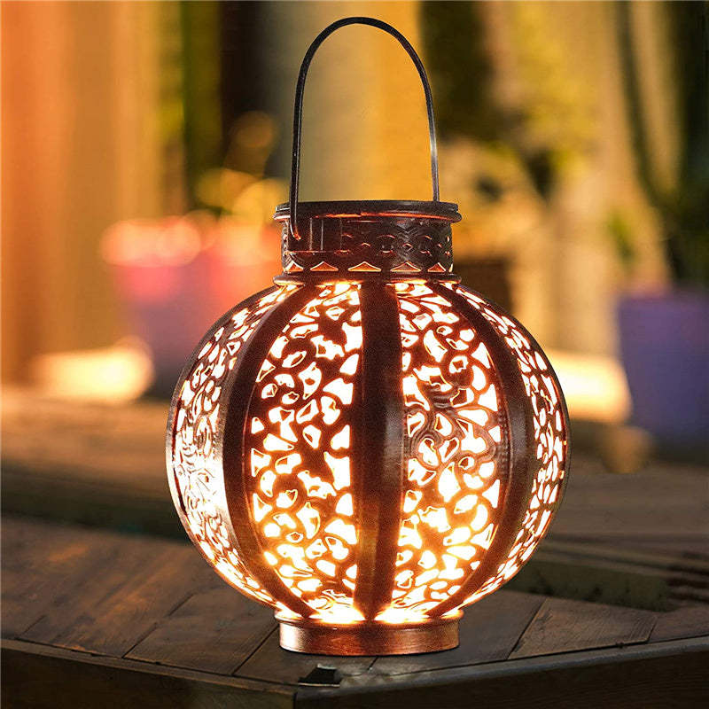 Solar Lamp Hanging Waterproof Metal Retro Lantern Decoration-xinru