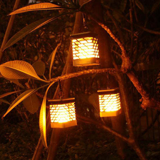 Solar Flame Torch Light Square LED Garden Lawn Decorative Hanging Light-xinru