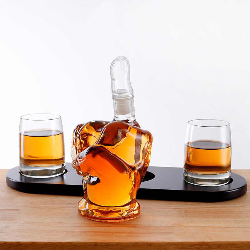 Middle Finger Whiskey Wine Decanter With 2 Glasses Set-xinru