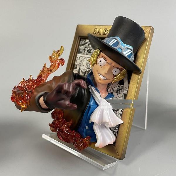 One Piece Anime Action Figure Ace Photo Frame Creative PVC Statue Gift-xinru