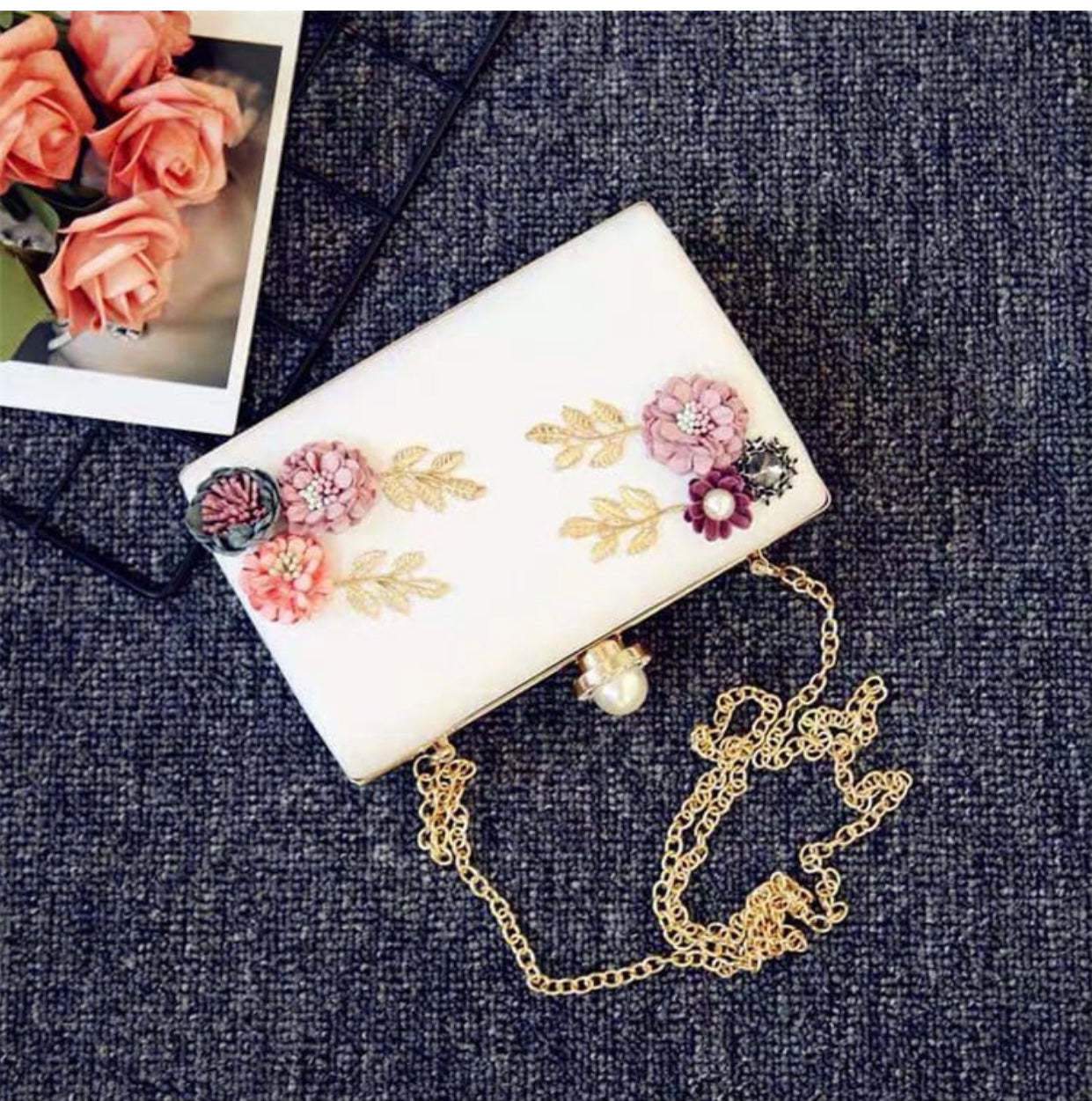 Elegant 3D Floral Design Dinner Clutch-xinru