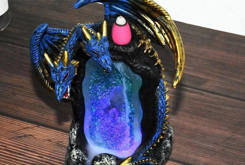 Crystal Cavern Dragon LED Backflow Incense Burner Nightlight-xinru