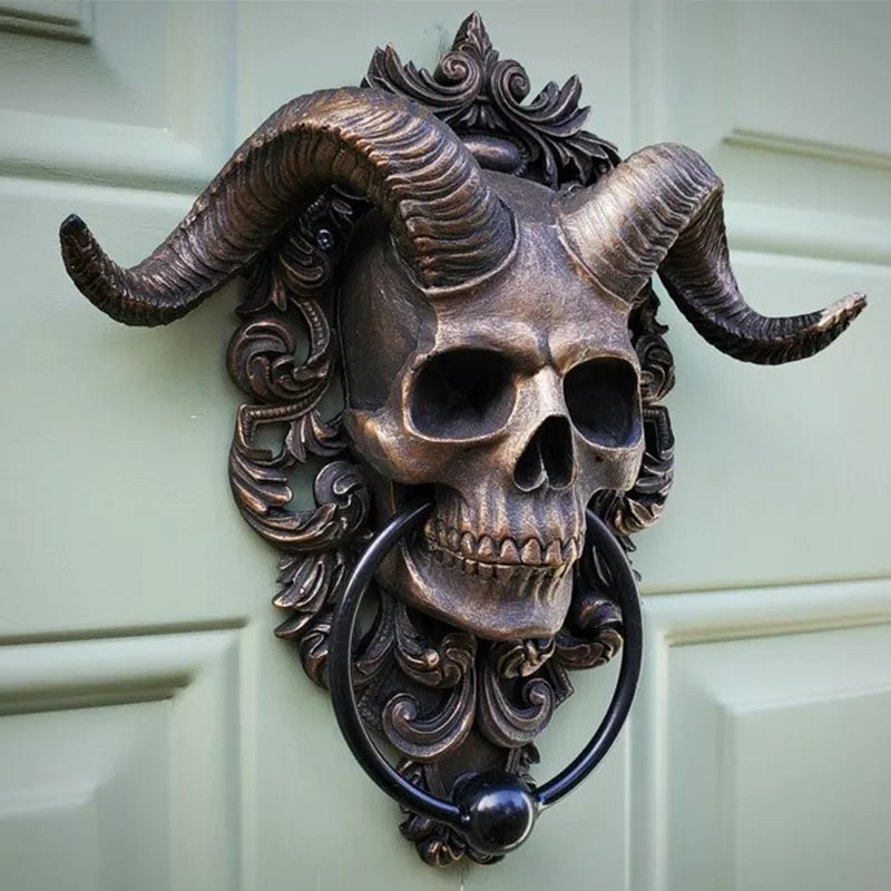 Sabbatic Baphomet Horned God Skull Hanging Door Knocker-xinru