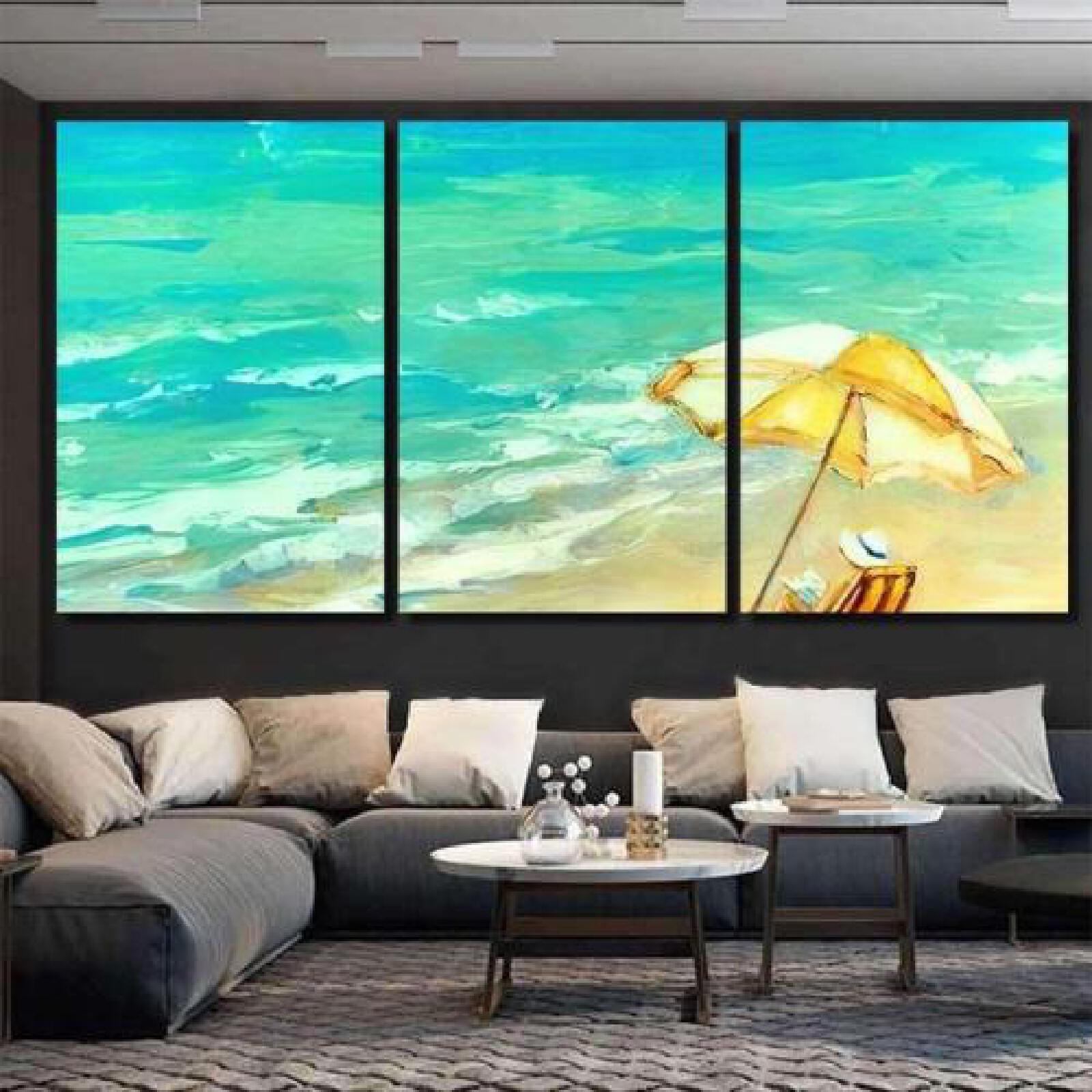 Woman Resting on Beach Under Umbrella-xinru shop