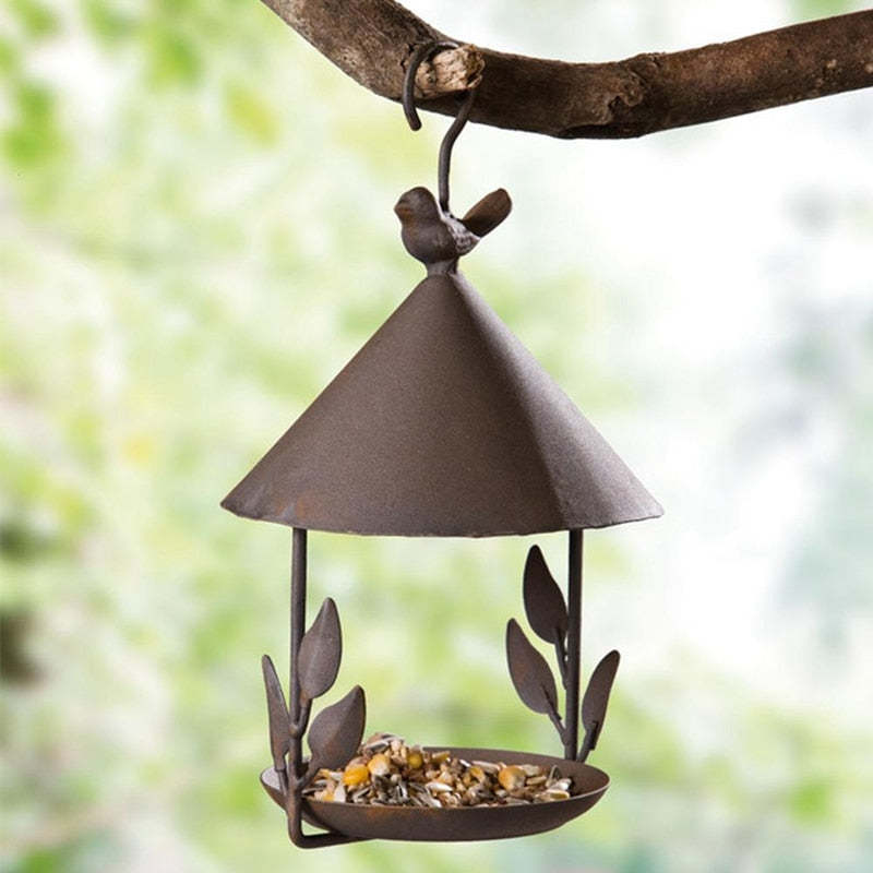 Bird Feeder Bird Outdoor Iron Rainproof Windproof Hanging Style Feeder-xinru