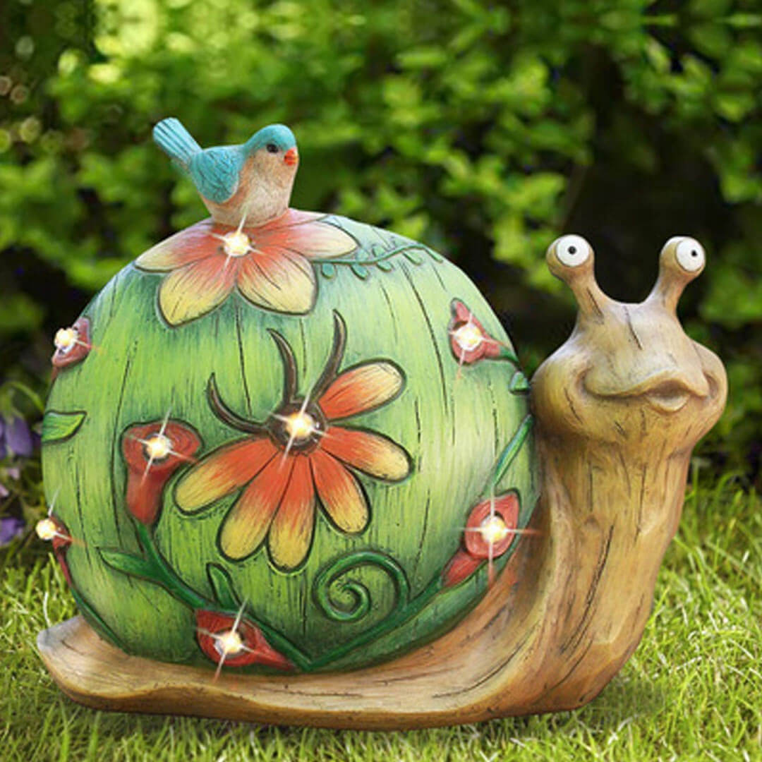 Snail Figurine Waterproof Resin Figurine With Solar LED Lights Gargon Decorati-xinru