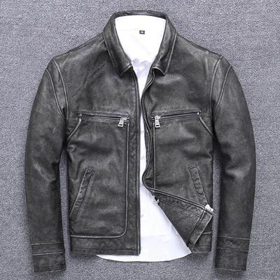 Cowhide Riding Biker Jacket Lapel Casual-xinru shop
