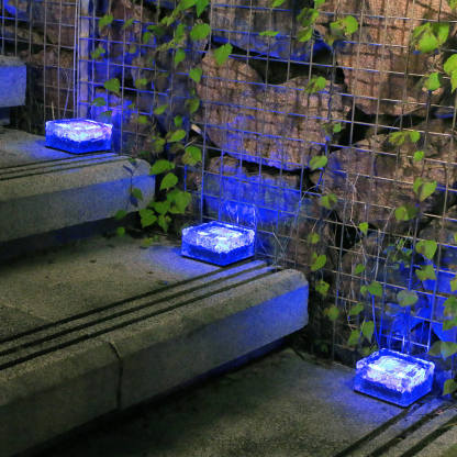 Solar LED Ice Brick Waterproof Glass Ground Light Garden Light-xinru