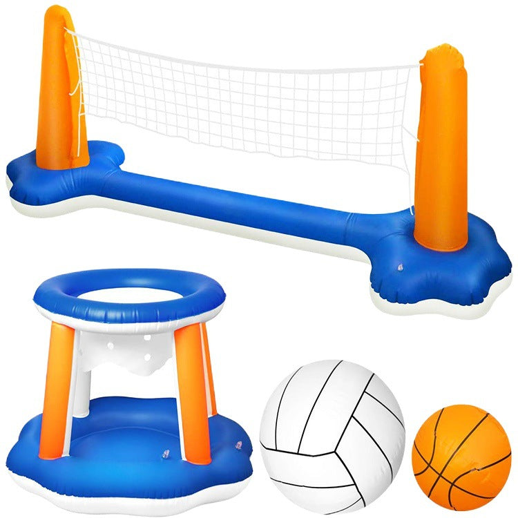 Inflatable Pool Float Set Volleyball Net Basketball Hoops-xinru