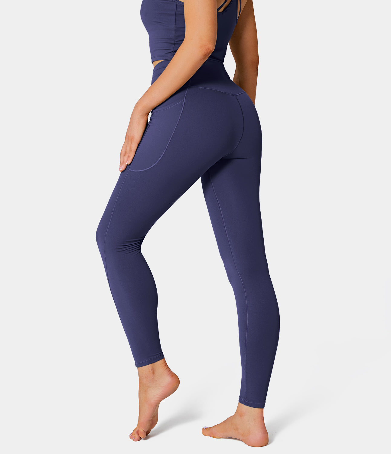 Cloudful® Crossover Pocket Plain 7/8 Leggings-xinru shop