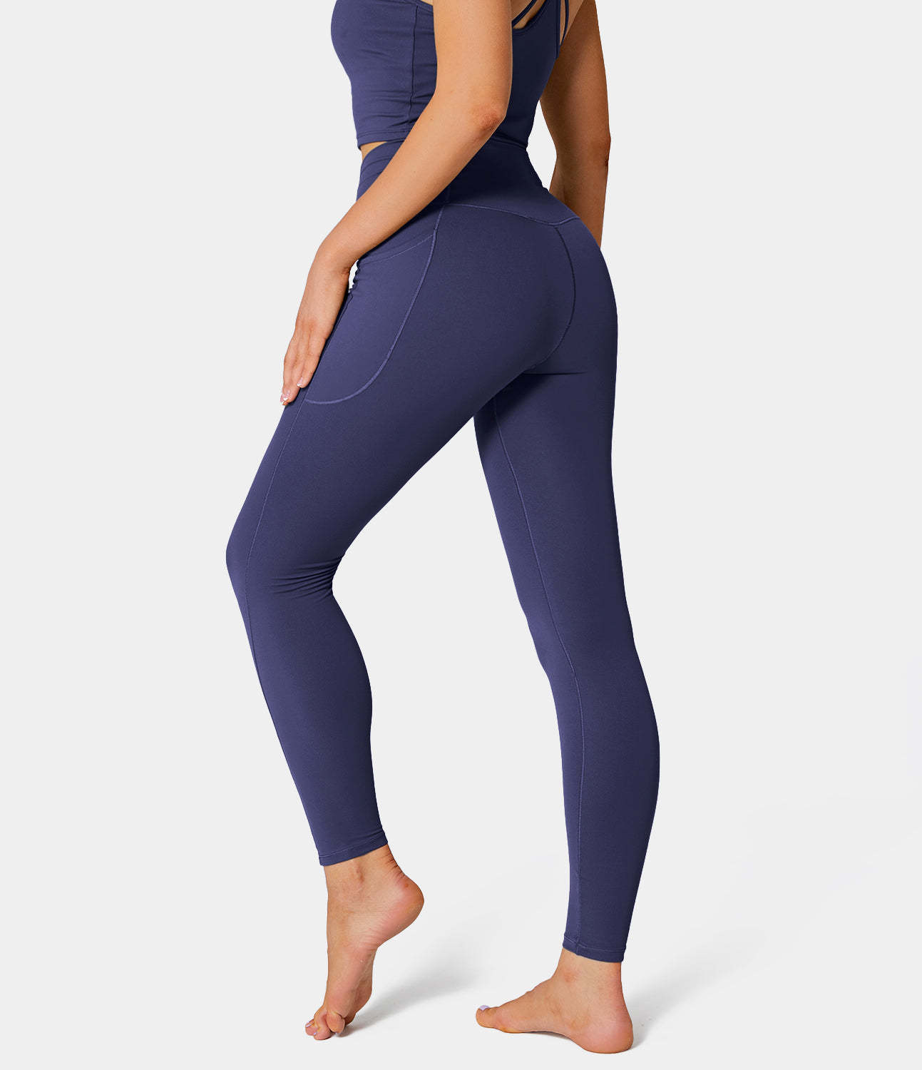 Cloudful® Crossover Pocket Plain 7/8 Leggings-xinru shop