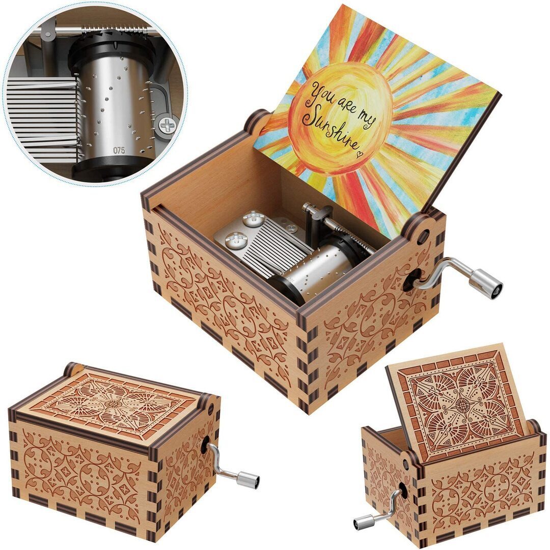 Mother's Day Gift Colorful Wooden Hand Crank Music Box-xinru