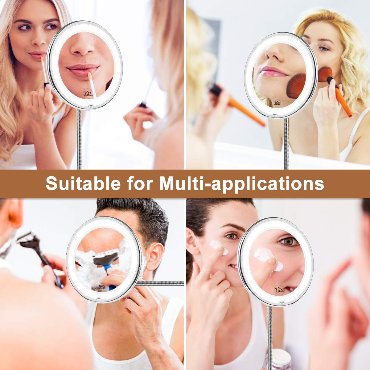 10X Magnifying LED Lighted Flexible Mirror-xinru