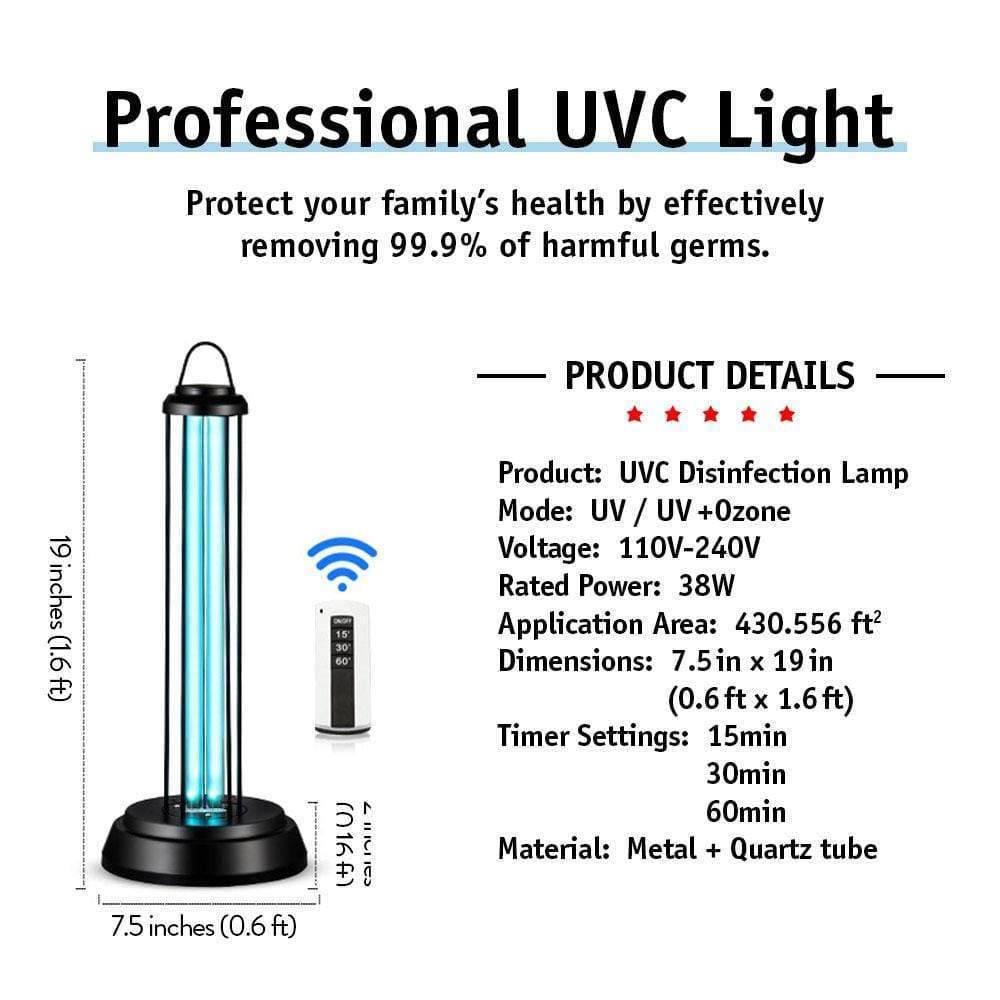 UV-C Sanitizing Light Disinfection Room Lamp: Glow Tower-xinru shop
