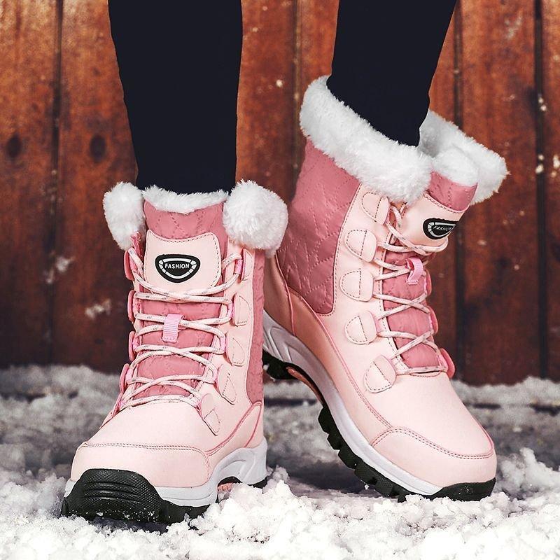 Women Anti-slip Fur Warm Waterproof Snow Boots Mid Calf-xinru shop