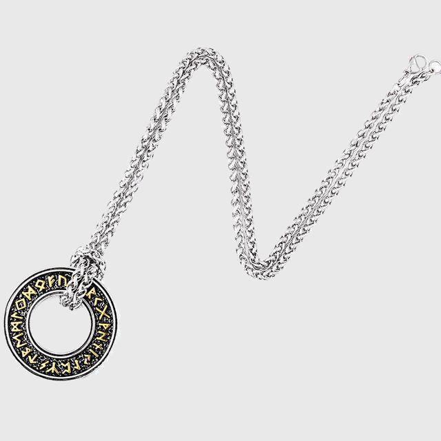 Viking Elder Futhark Runic Circle Rune Alphabet Wheel Pendant Necklace Jewelry-xinru
