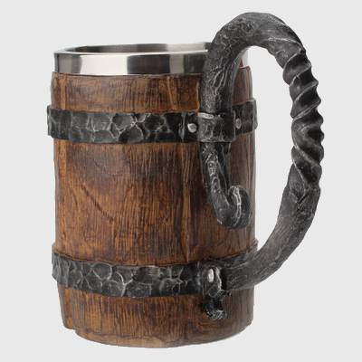 Viking Wooden Barrel Stainless Steel Resin Mug-xinru