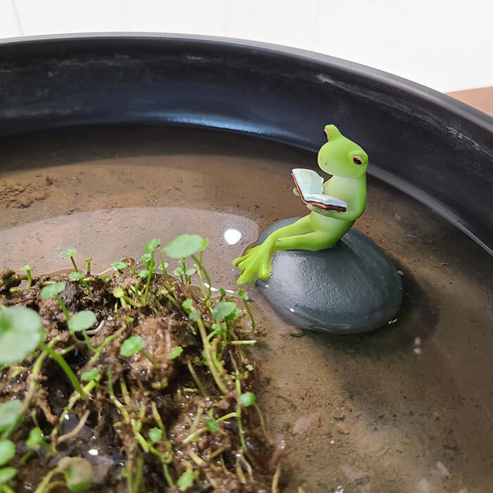 Cute Rural Cartoon Frog Resin Figurine Garden Ornament-xinru