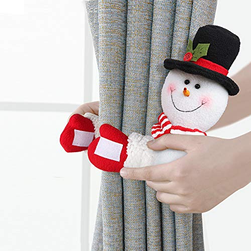 D-FantiX Christmas Curtain Buckle Tieback Set of 2, Santa Snowman Curtain Tiebacks Holdback Fastener Buckle Clamp Window Decorations Wine Bottle Topper Christmas Ornaments Home Holiday D鑼卌or-xinru shop